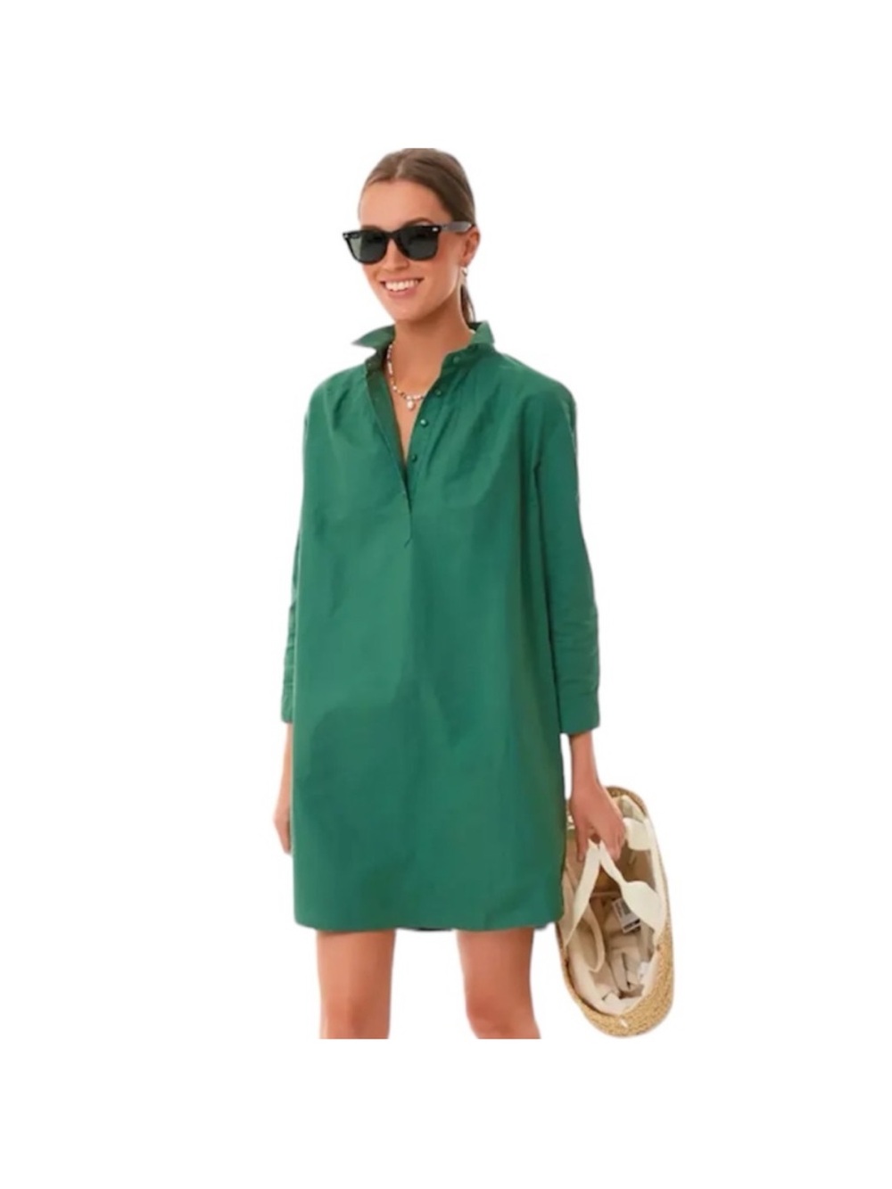 Pomander Place Green Cotton Tunic Shirt Dress - XL